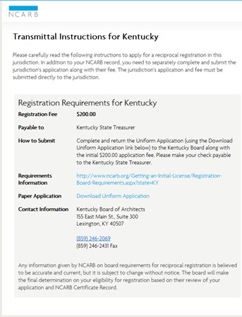 Location of the Uniform Application Under KY Requiremetns